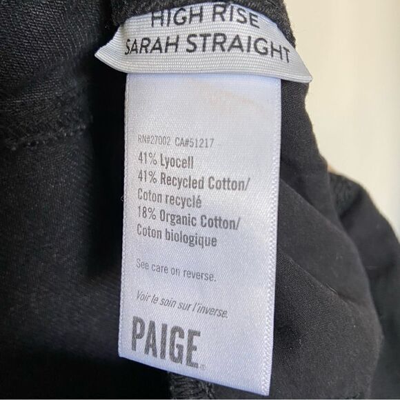 Paige Sarah Black Jeans Crop Straight Leg High Rise Size 27 - Picture 5 of 7